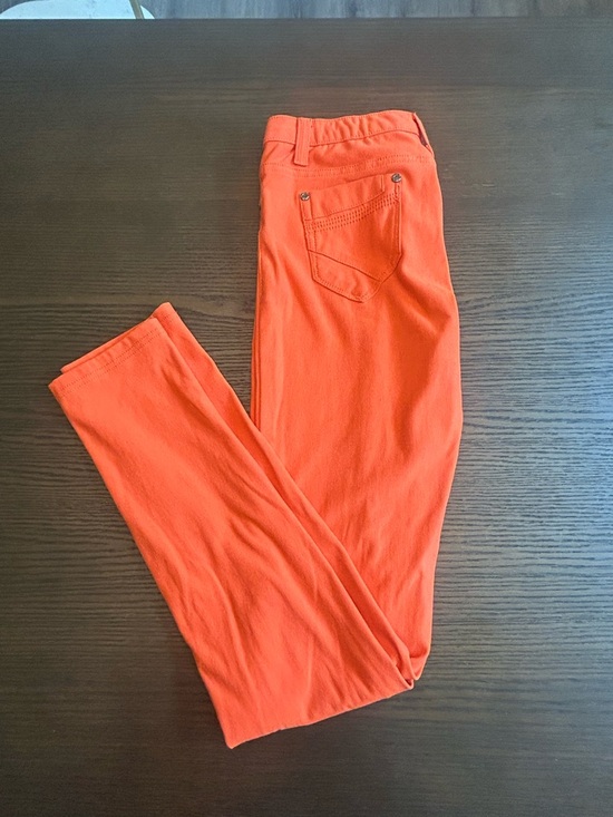 Bright Orange Stretch Skinny Pants Dinamit Golden Jeans 25 Italian - Picture 8 of 10